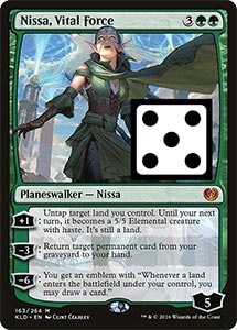 Your Nissa, Vital Force with 5 counters on it