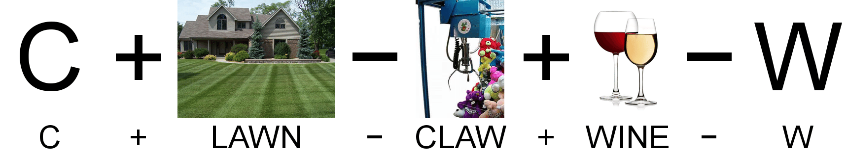 C + LAWN − CLAW + WINE − W