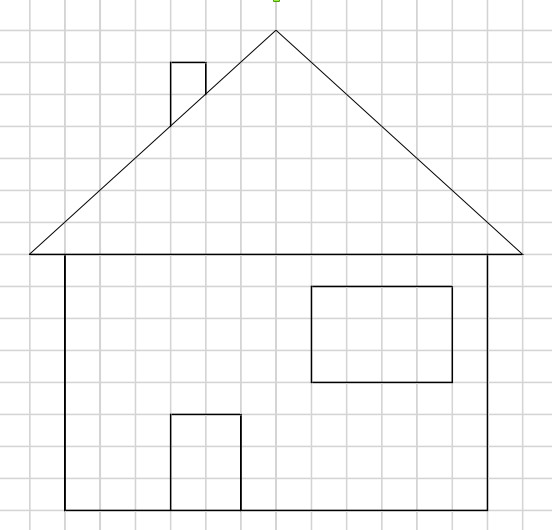 lines on on square-ruled paper make a house