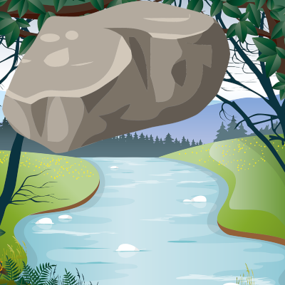 a rock and a river