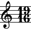 treble clef with the time signature 19 over 16