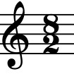 treble clef with the time signature 8 over 2