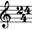 treble clef with the time signature 24 over 4