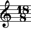 treble clef with the time signature 18 over 8
