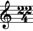 treble clef with the time signature 22 over 4