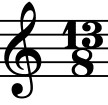 treble clef with the time signature 13 over 8