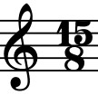 treble clef with the time signature 15 over 8