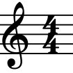 treble clef with the time signature 4 over 4