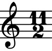 treble clef with the time signature 11 over 2