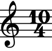 treble clef with the time signature 10 over 4