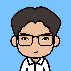 cartoon person with short dark brown hair wearing glasses and a white button-down coat
