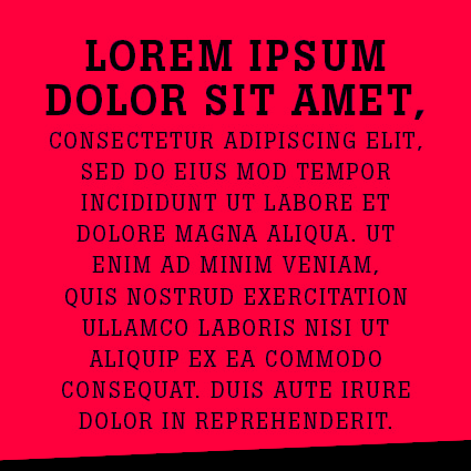 Lorem ipsum text on a red background
