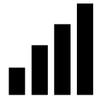 Column graph of 4 bars of increasing height. All bars are black.