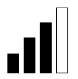 Column graph of 4 bars of increasing height. The 3 bars on the left are black, and the bar on the right is white.