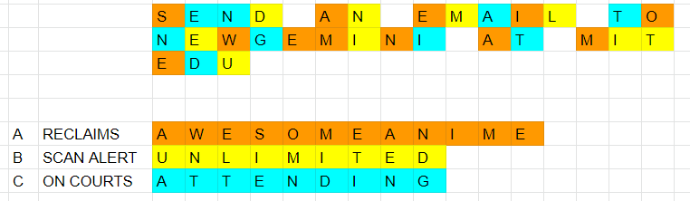 Grid of the filled in acrostic
