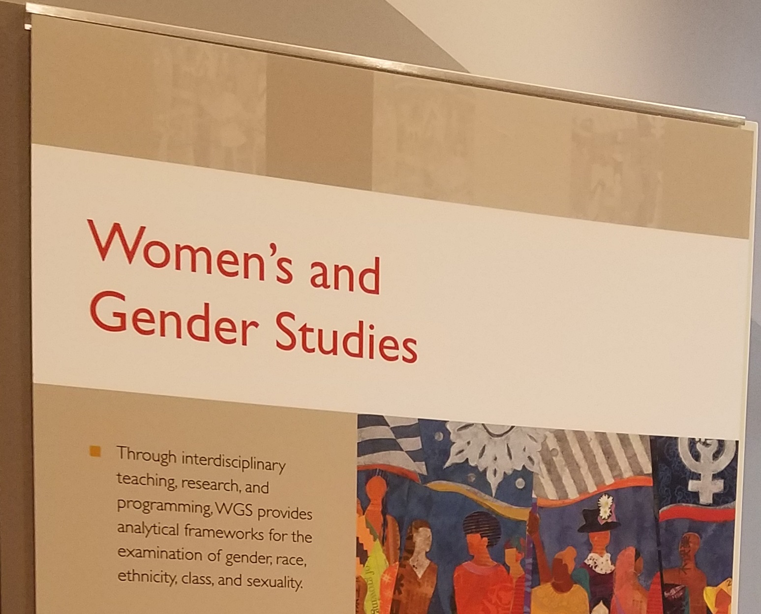 Women's and Gender Studies display with word programming