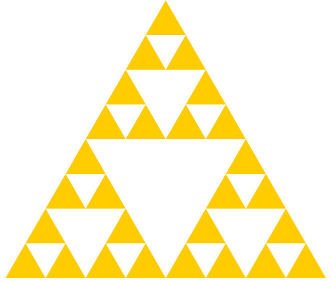 A diagram of the Sierpinski triangle, carried out for 3 iterations