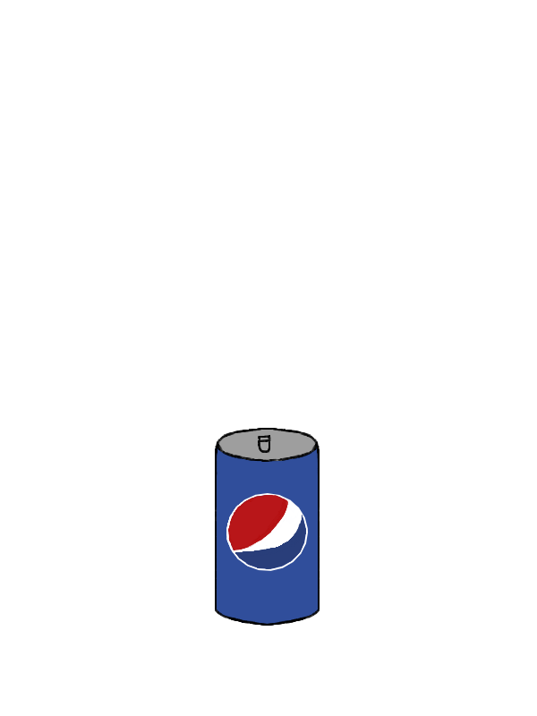 A small blue can with a circular logo. The logo is red on the top left and dark blue on the bottom right, with a white dividing line.