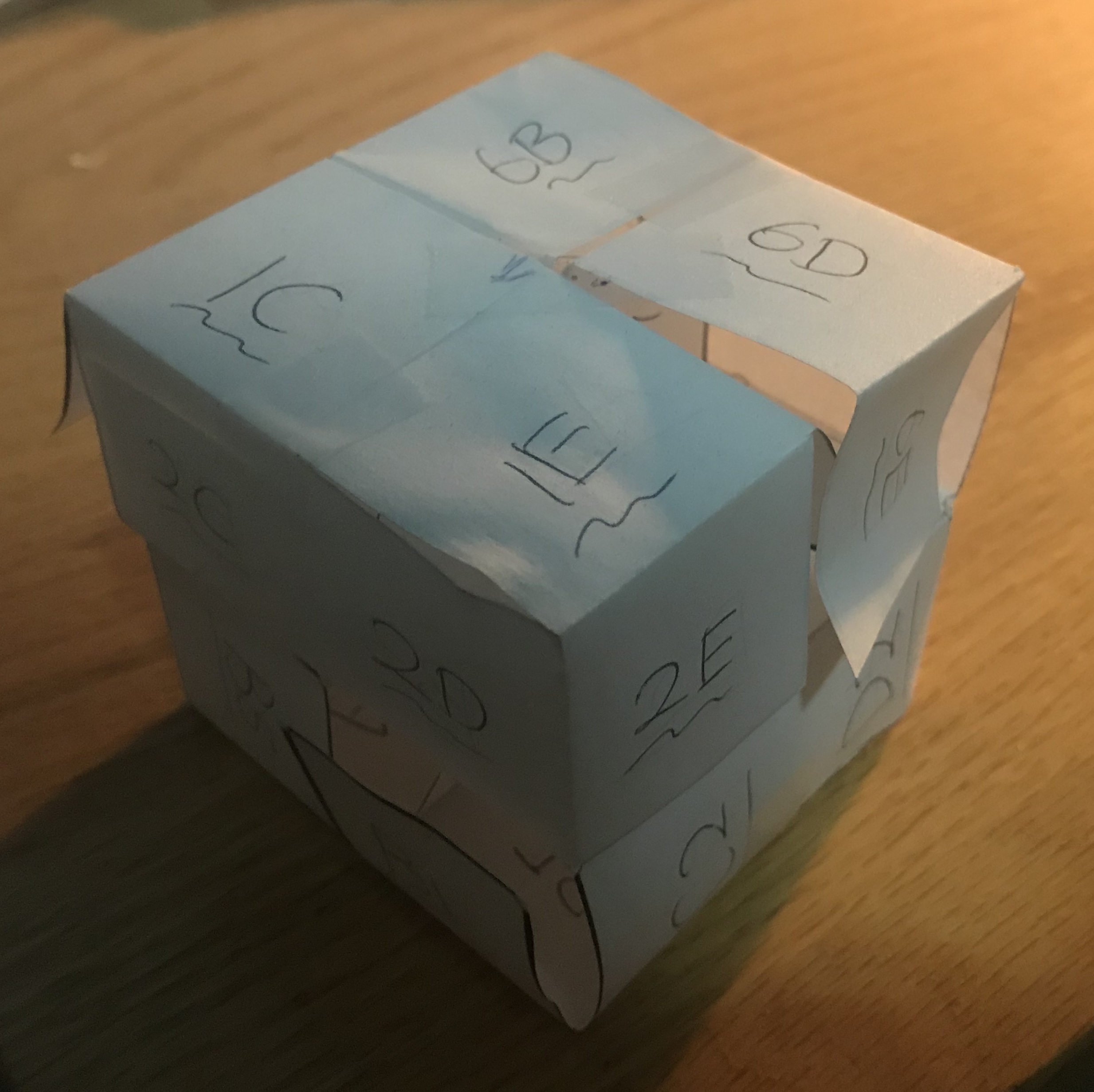 A physical, paper version of the cube.